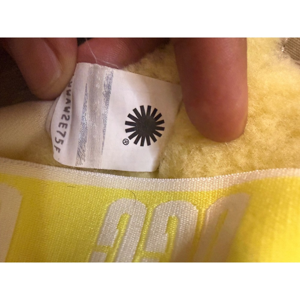 UGG Oh Fluffita Sulfur Yellow Sheepskin Platform Slingback Slides Sandals Size 9 - Picture 4 of 7
